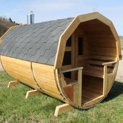  Sauna da esterno con un'anticamera e terrazza esterna modello "Barile"L-4.0