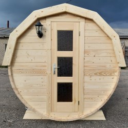 Sauna da esterno con un'anticamera modello "Barile classico" L-3.0