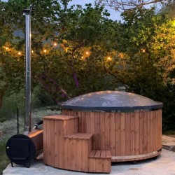 Fiberglass hot tub with external furnace and air bubble massage system Ø1.8