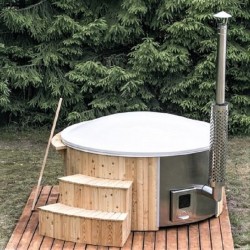Fiberglass hot tub with integrated furnace and hydromassage system Ø1.8