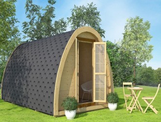 Camping Pod produced from spruce. W-2.4 L-4.8