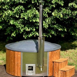 SPA Vedfyrt badestamp i Glassfiber Ø180 "Relax" Integrert ovn i rustfritt stål.